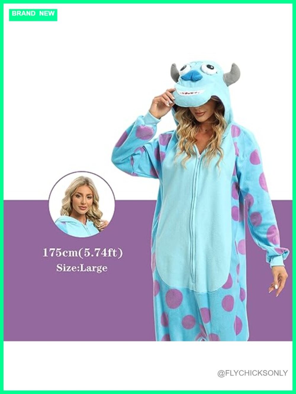 Fleece Onesie Pajama Halloween Cosplay Adult Unisex Soft Warm - Picture 2 of 6